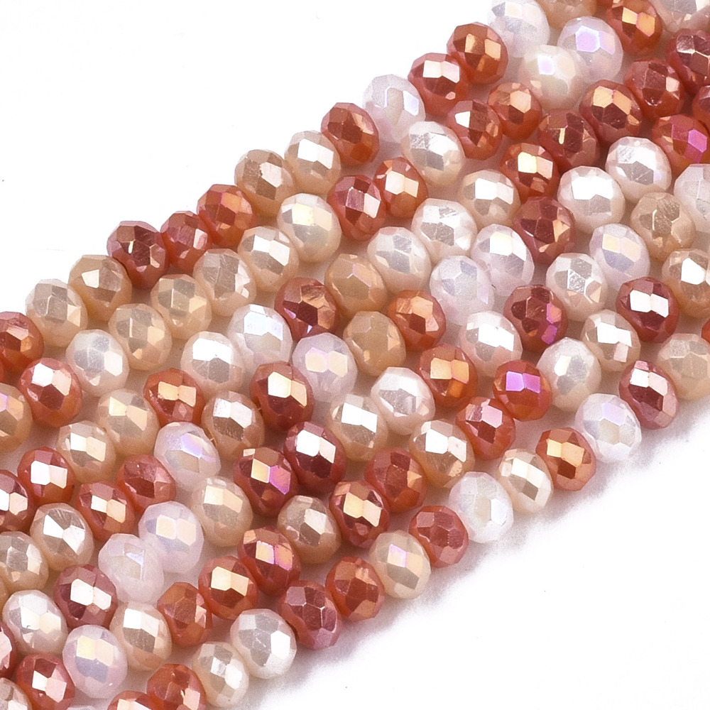 Electroplate Glass Beads Strands AB 3x2,5mm Loch: 0,7mm 188 Stk 43cm koralle