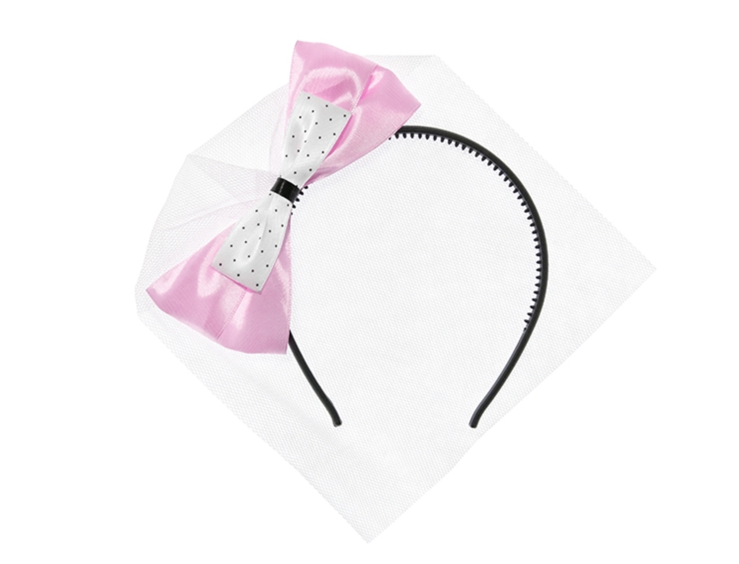 Tüll-Haarreifen mit Schleier und Masche kurz Kopfschmuck 1 Stk. 