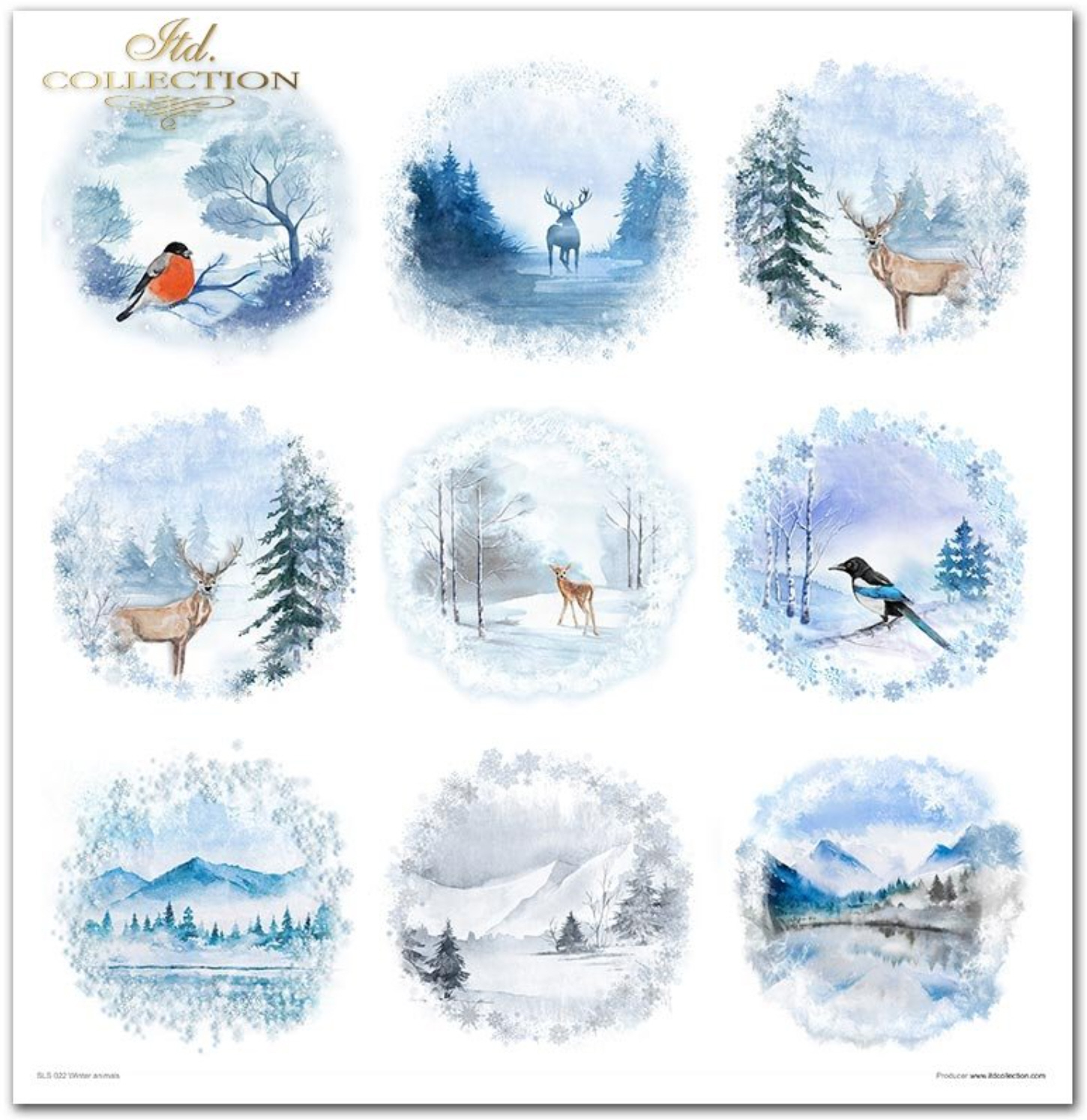 Scrapbooking-Papier Set Winter Animals 10 Stk/Pkg. 30x30cm 200g Scrapbooking-Papier Set Winter Animals 10 Stk/Pkg. 30x30cm 200g