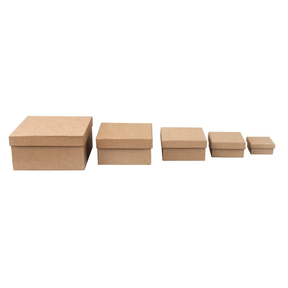 Pappmaché Boxen Set FSC Recycled 100% 5x5-14x14cm quadratisch 5-tlg.