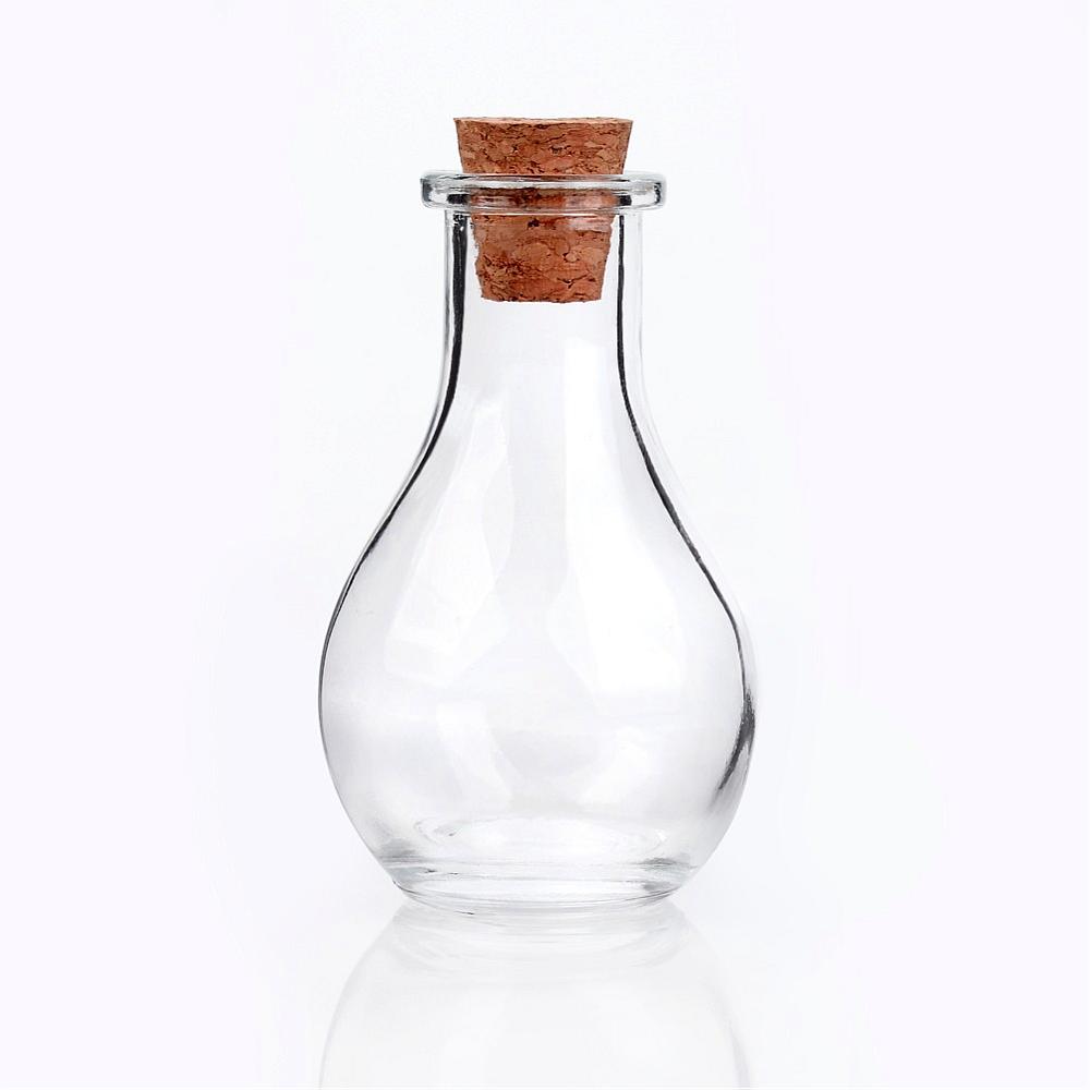 Mini Glasflasche bauchig mit Korken, 88x49mm