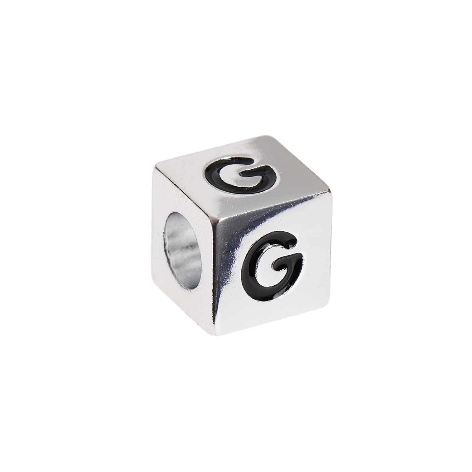 Buchstabenperle-Würfel silber 10x10mm Buchstabenperle-Würfel silber 10x10mm