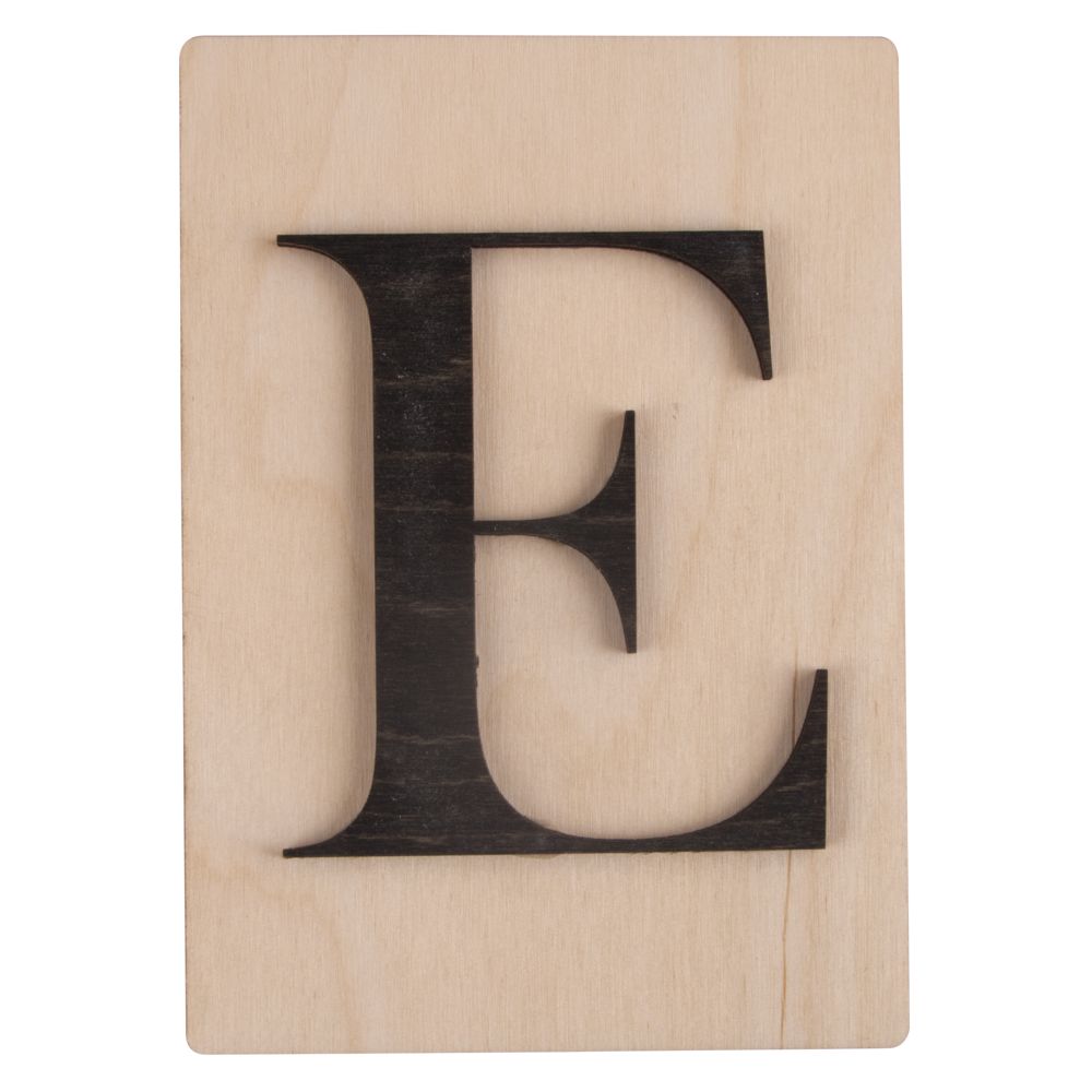 Holzbuchstaben schwarz auf Holzfliese, 10,5x14,8cm, per Stück