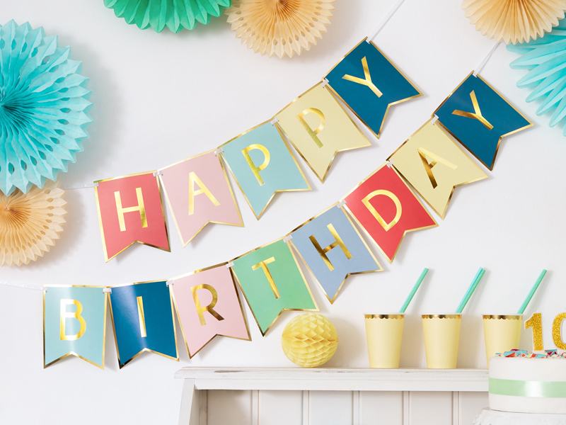 Happy Birthday Banner aus Papier 15x175cm