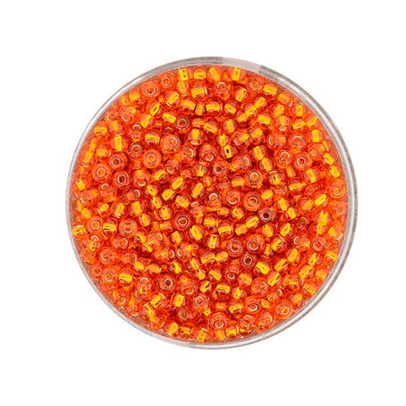 Rocailles orange Silbereinzug 2,6mm, 17g/Dose Glasperlen Schüttperlen Schmuckperlen