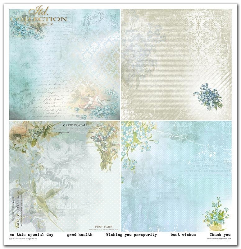 Scrapbooking Papier Set Flower Post Forget-me-not 10 Bögen 31x32cm 200g/m²