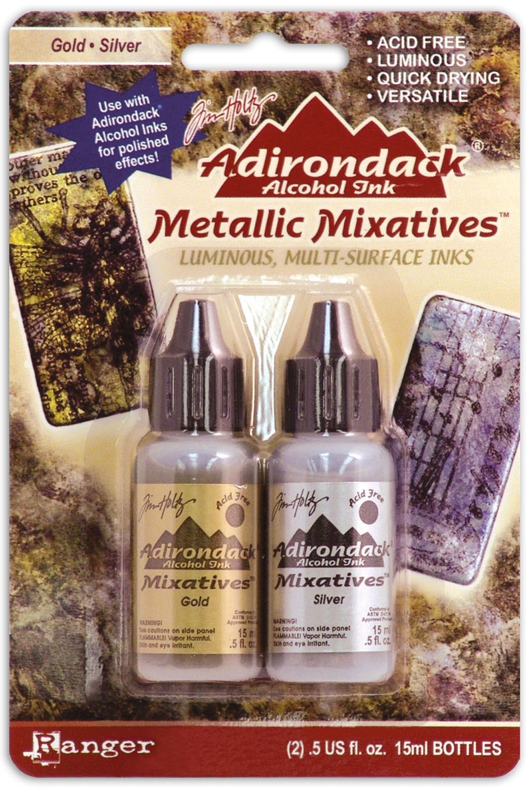 Adirondack Metallic Alcohol Mixative Kit gold silver Alkoholtinten á 14ml 2 Stück 