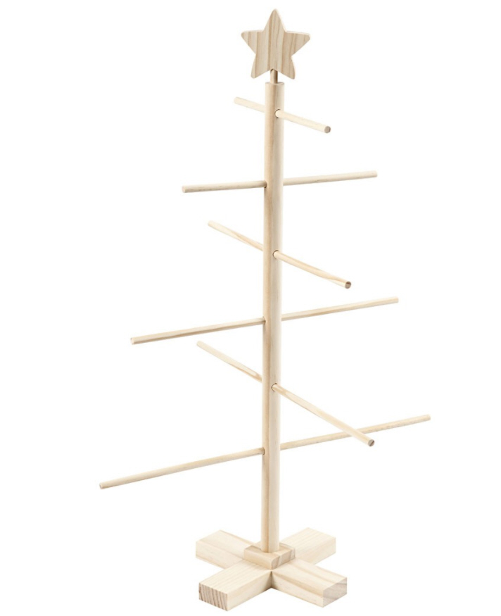 Weihnachtsbaum Christbaum Tannenbaum Baum Holzbaum Holzdekoration, H: 60 cm, B: 40,5 cm, Kiefernholz, 1Stck