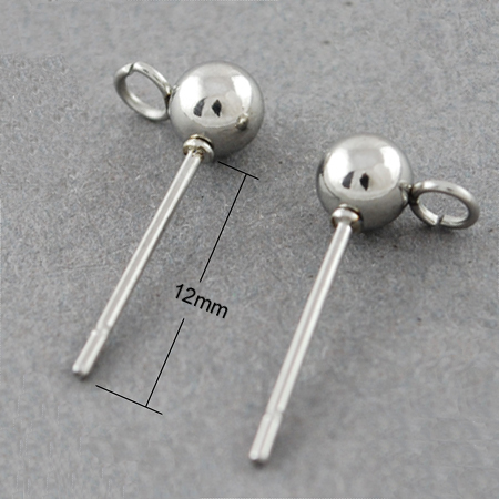 Ohrstecker mit Kugel u.. Öse, Edelstahl,  Kugel 4mm