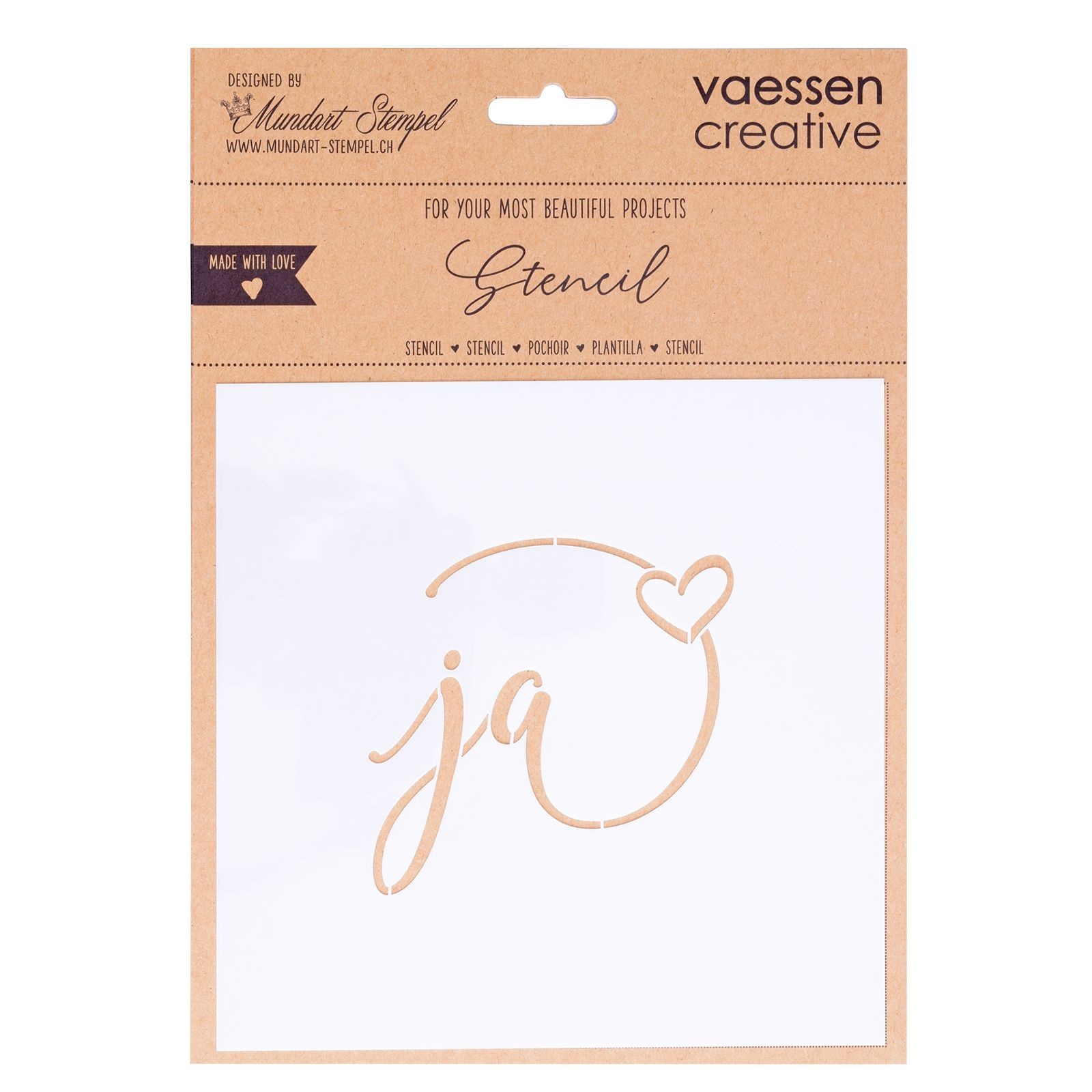 Schablone JA Stencil 15x15cm Mundart Stempel