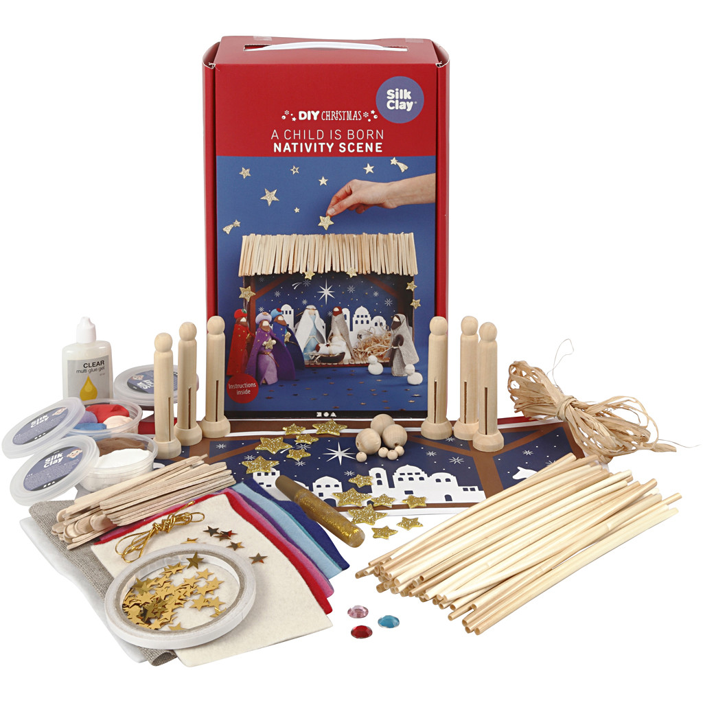 Bastelset Weihnachten Krippe A Child is born Nativity Scene 