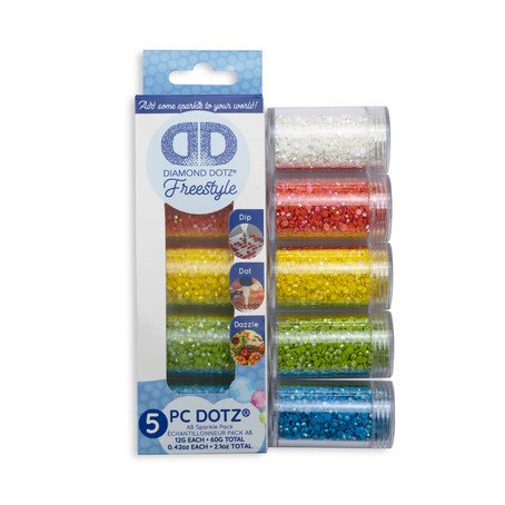 Diamond Dotz Freestyle Set AB Sparkle irisierend, 60 g (5x12g) 5 Farben 