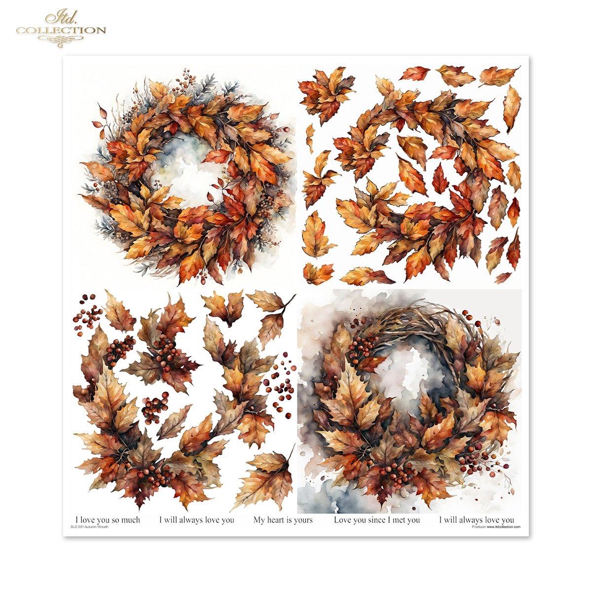 Papier-Set für Scrapbooking Autumn Wreath 3D Effekt 11 Bögen FSC Recycled 200g/m² Papier-Set für Scrapbooking Autumn Wreath 3D Effekt 11 Bögen FSC Recycled 200g/m²