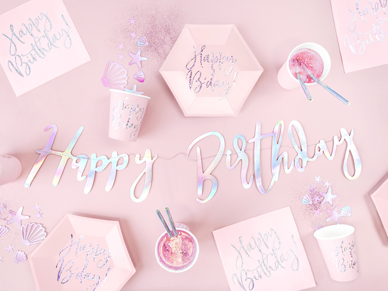 Happy Birthday Banner aus Spiegelpapier HOLO 16,5 x 62 cm Happy Birthday Banner aus Spiegelpapier HOLO 16,5 x 62 cm
