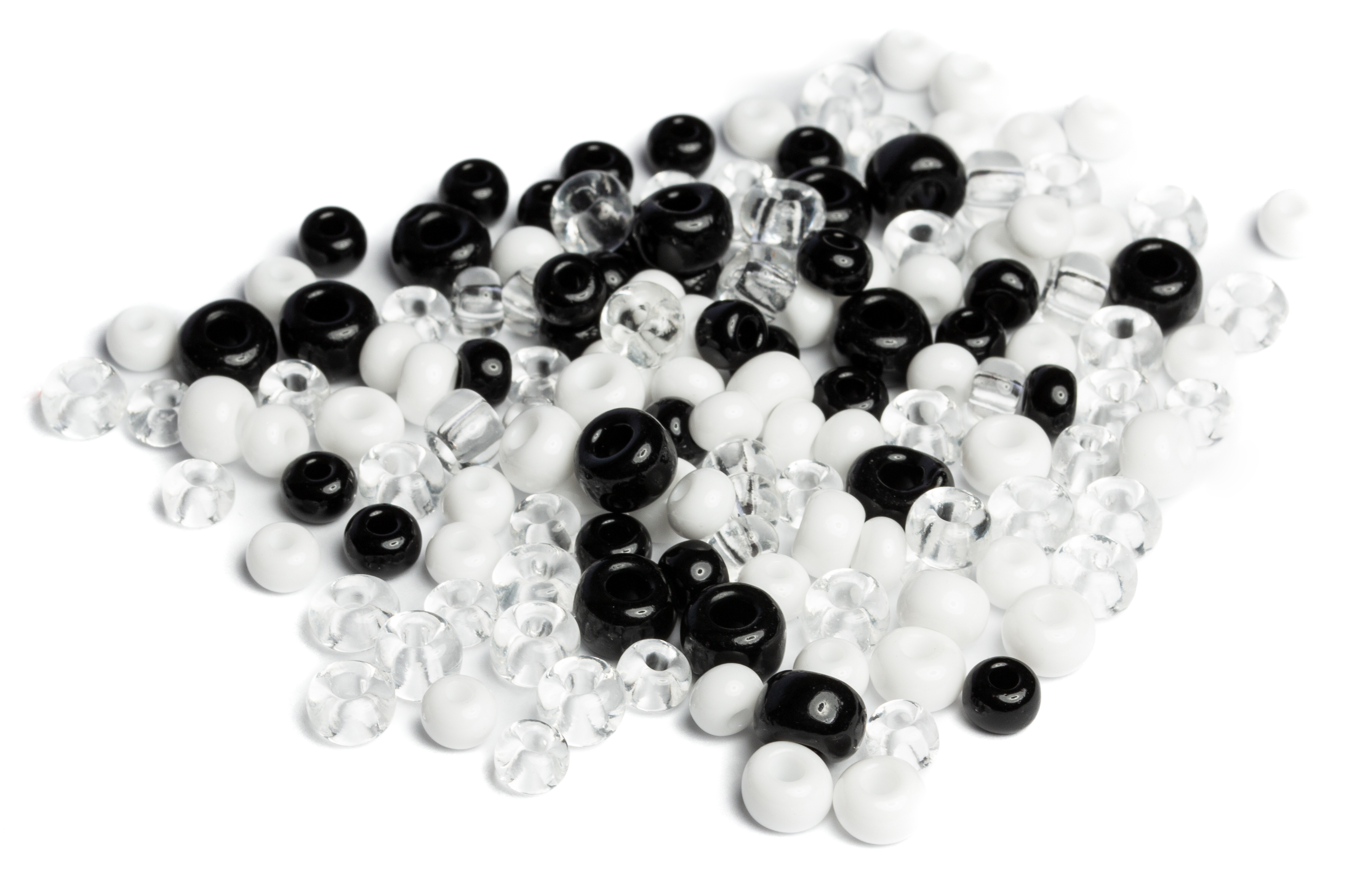Indianerperlen Mix transparent opak 100g 5-8mm Indianerperlen Mix transparent opak 100g 5-8mm