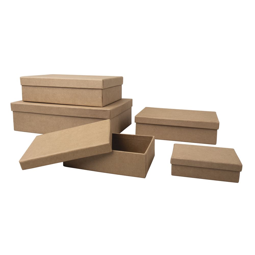 Pappmaché Boxen Set FSC Recycled 100% 10x7-26x17cm rechteckig 5-tlg.