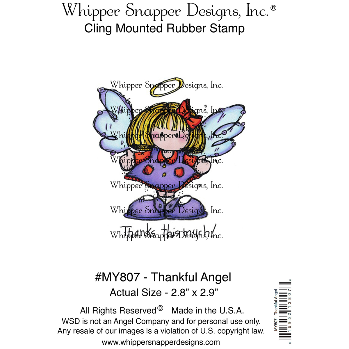 Whipper Snapper Thankful Angel niedlicher Engel Gummistempel Cling Stamp 4"X6"