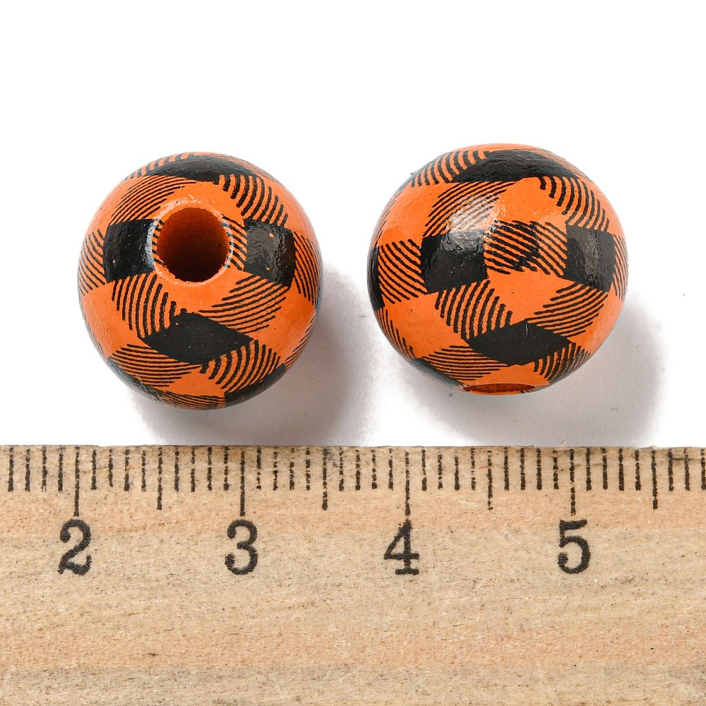 Holzperlen Karo Tartan 16mm bedruckt 20 Stück Holzperlen Karo Tartan 16mm bedruckt 20 Stück