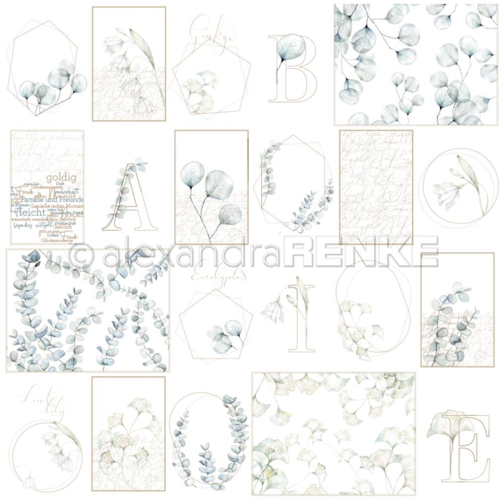 Scrapbookingpapier Eukalyptus Greenery 30,5x30,5cm 1 Bogen 