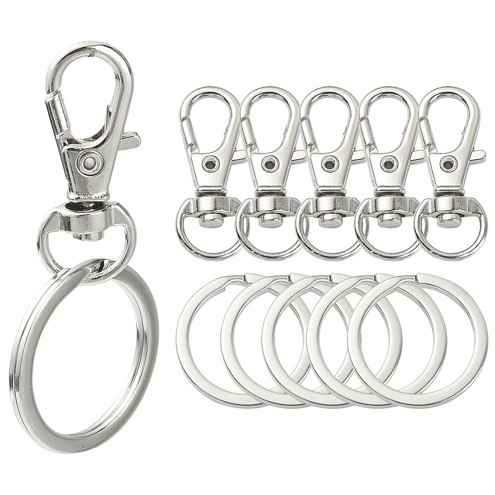 Schlüsselkarabiner mit Drehgelenk 31x12x6mm + Spaltring 25mm 5 Stück Schlüsselkarabiner mit Drehgelenk 31x12x6mm + Spaltring 25mm 5 Stück