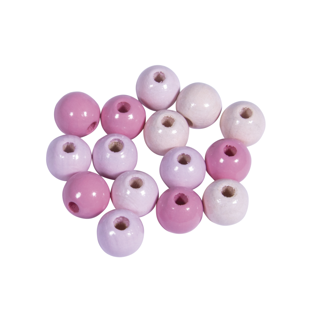 Holz Perlen Mischung poliert rosa pastell FSC100%