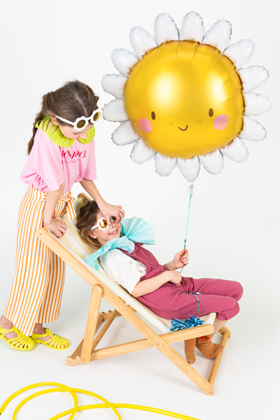 Folienballon Sonne mit Gesicht gelb weiß 90cm Folienballon Sonne mit Gesicht gelb weiß 90cm