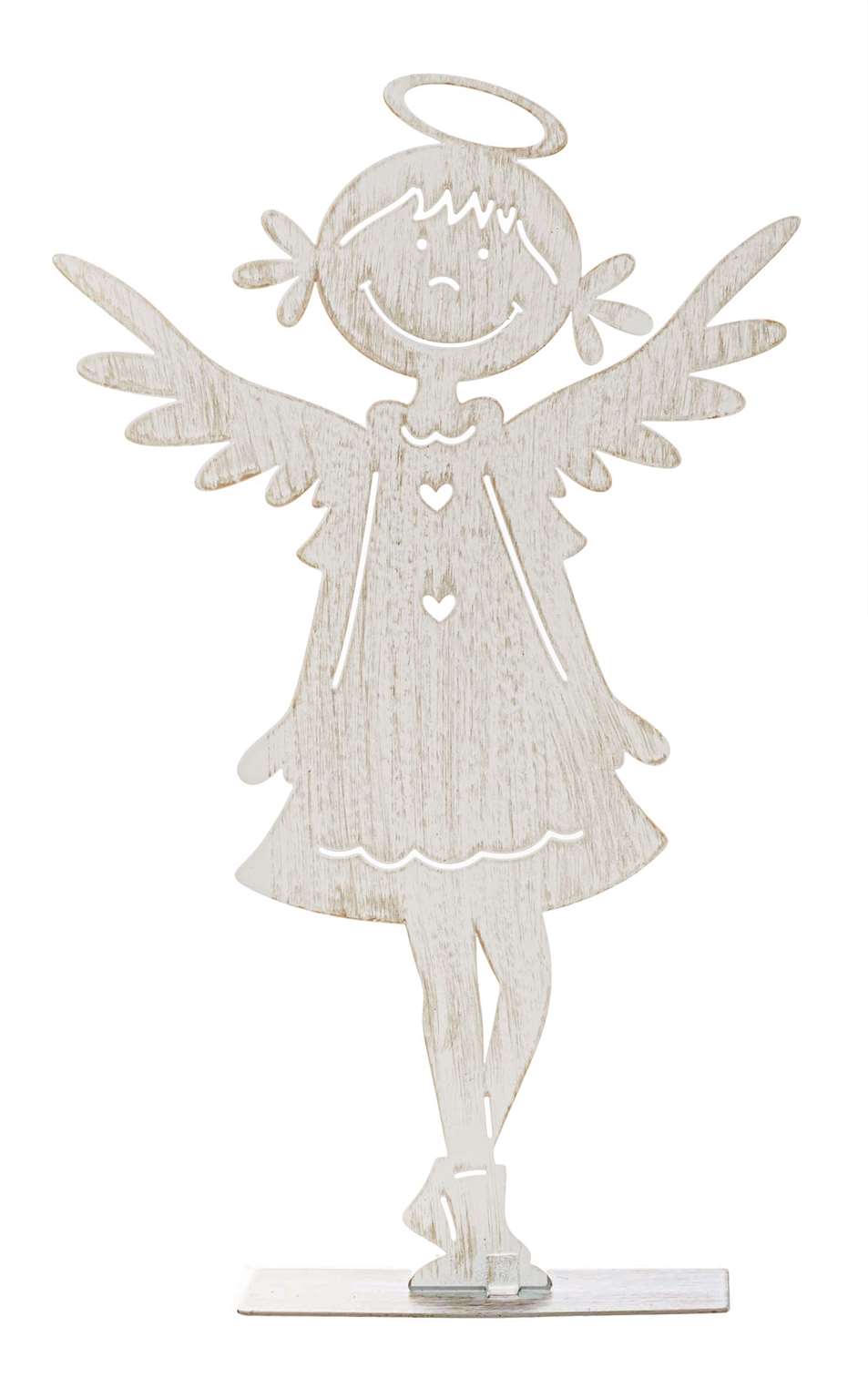 Metall-Engel stehend weiß 23x14x4,5cm