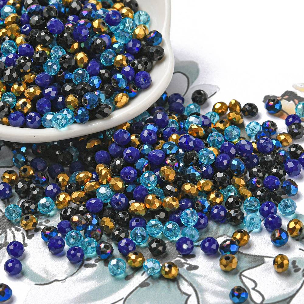 Glasschliffperle Abacus Mix Peacock 4x3mm 200 Stück Glasschliffperle Abacus Mix Peacock 4x3mm 200 Stück