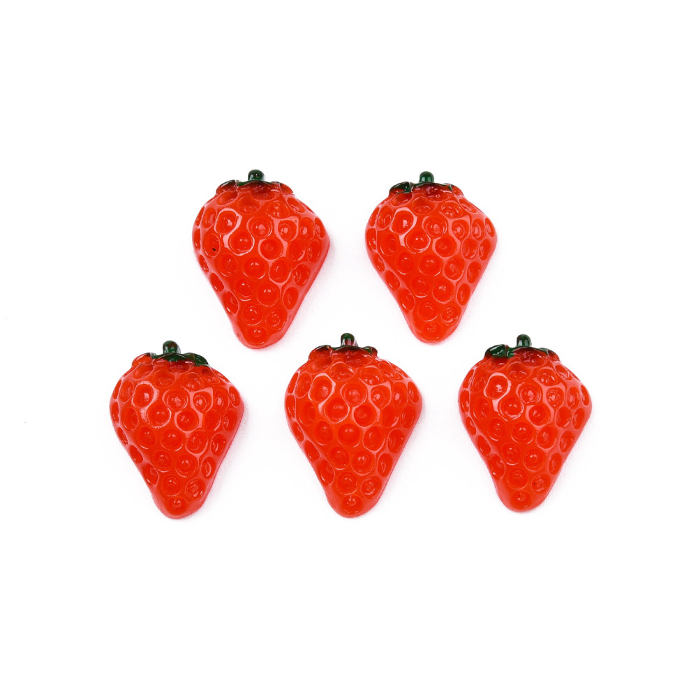 Erdbeer-Cabochon 16x12x6mm 10 Stück 