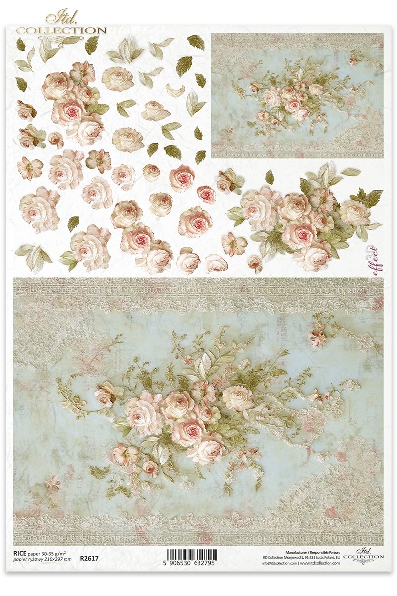 Reispapier Vintage Rosen im 3D Effekt für Serviettentechnik und Decoupage A4 30-35g/m² Reispapier Vintage Rosen im 3D Effekt für Serviettentechnik und Decoupage A4 30-35g/m²