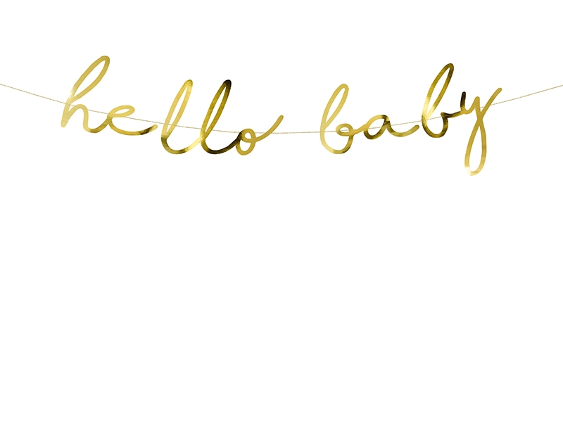Banner "Hello Baby" gold-metallic Papiergirlande 2m