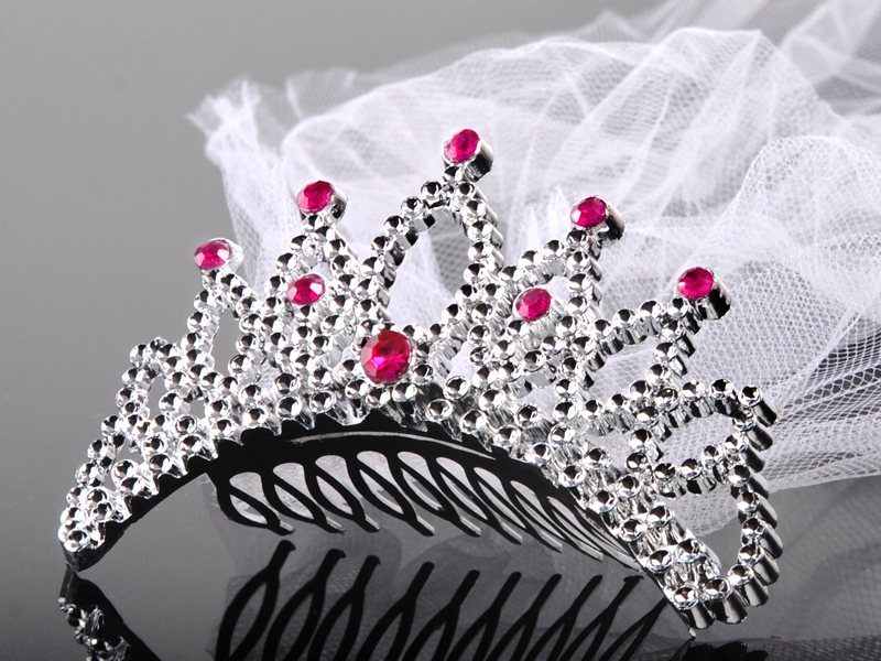 Krone Diadem Tiara Haarkamm mit Schleier Kopfschmuck für Junggesellinnenabschied