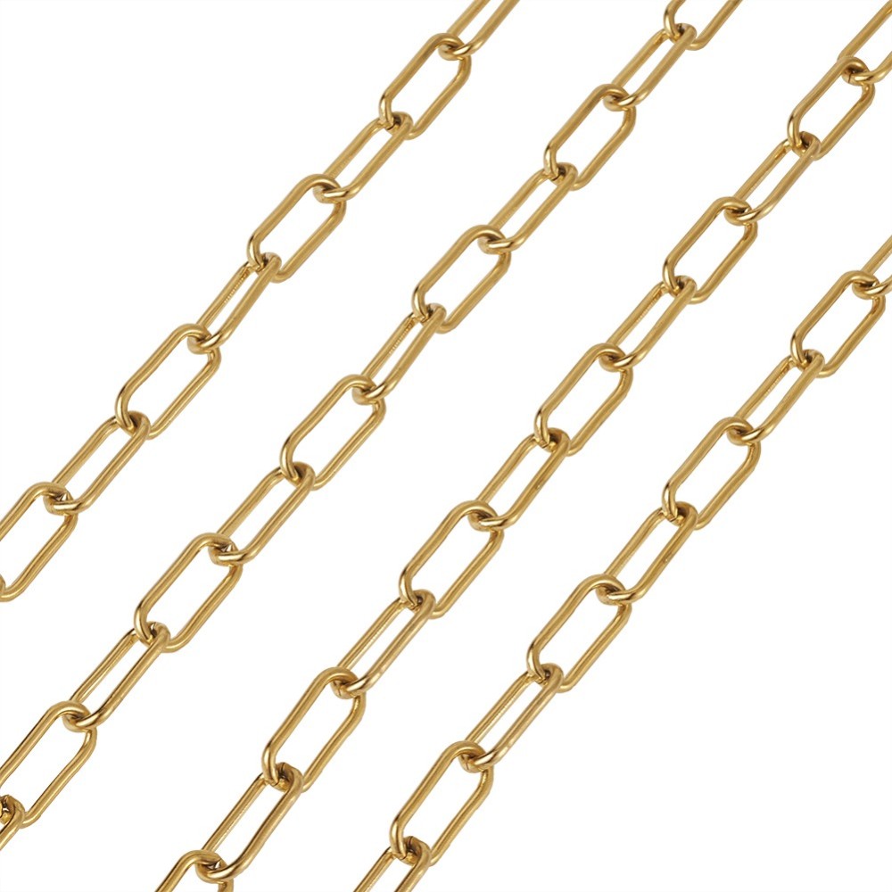 Edelstahlkette 304 goldfärbig 17x7x1,6mm, lange große Glieder, per m