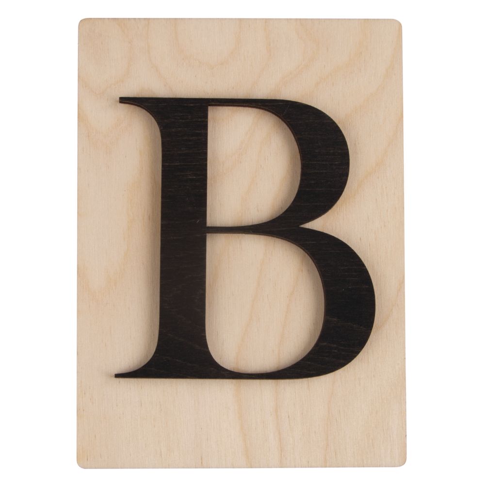Holzbuchstaben schwarz auf Holzfliese, 10,5x14,8cm, per Stück