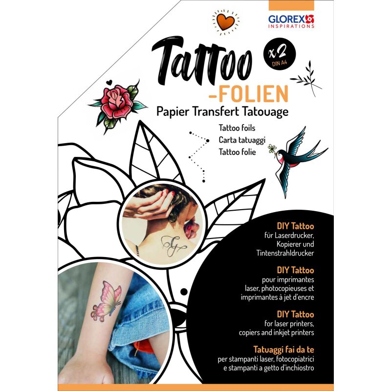 Tattoofolie 2 Stück für Laser- & Tintenstrahl Drucker