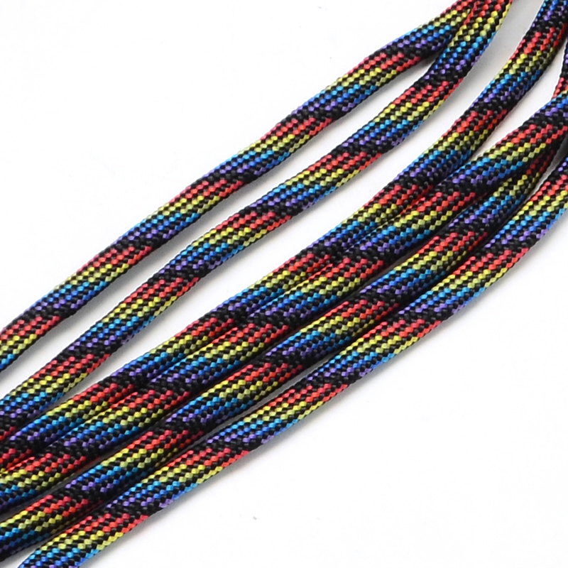 Paracord 4 mm, gemustert schwarz-rot-gelb-cyan, 6,4 m /Bündel