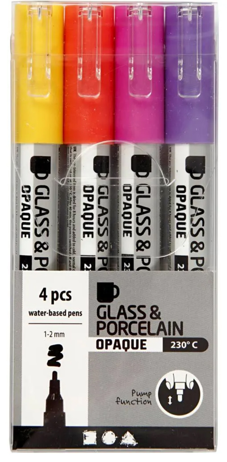 Glas-/Porzellanmalstift Strichstärke 1-2 mm 4 Stück/ Packung 