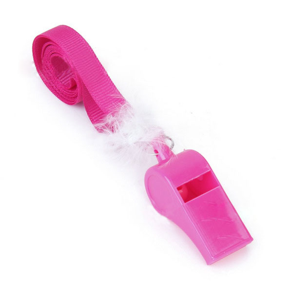 Pfeife pink mit Umhängeband, per Stück