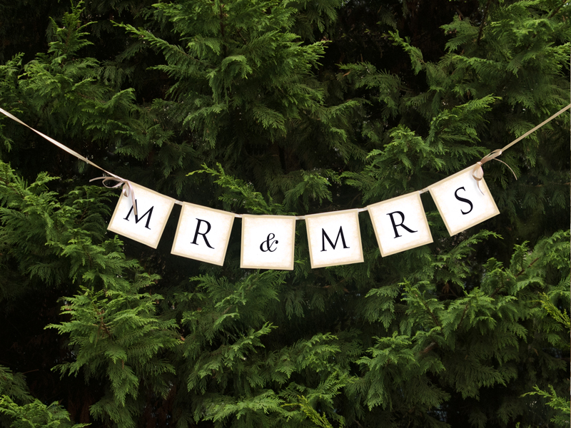 Wedding Banner Hochzeits Girlande Mr Mrs 77cm