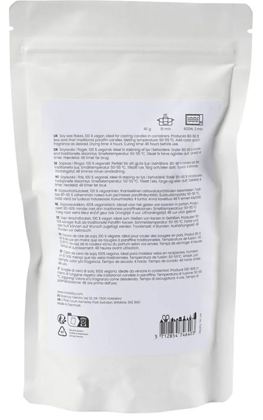 Sojawachs für Kerzen In Behältern Creme 250g Sojawachs für Kerzen In Behältern Creme 250g