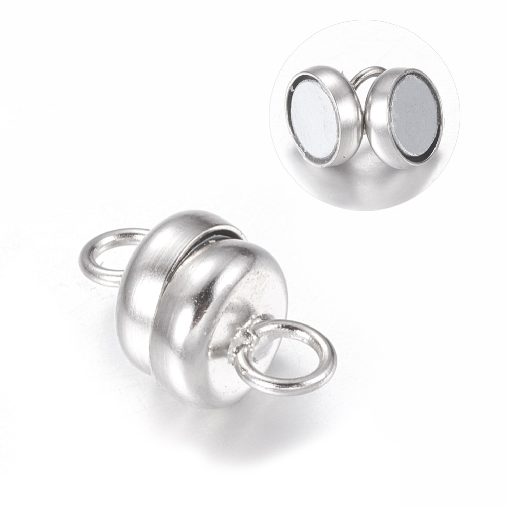 Magnetverschluss aus Messing mit Öse bleifrei & nickelfrei platinfarben 11x6mm 1 Stück 