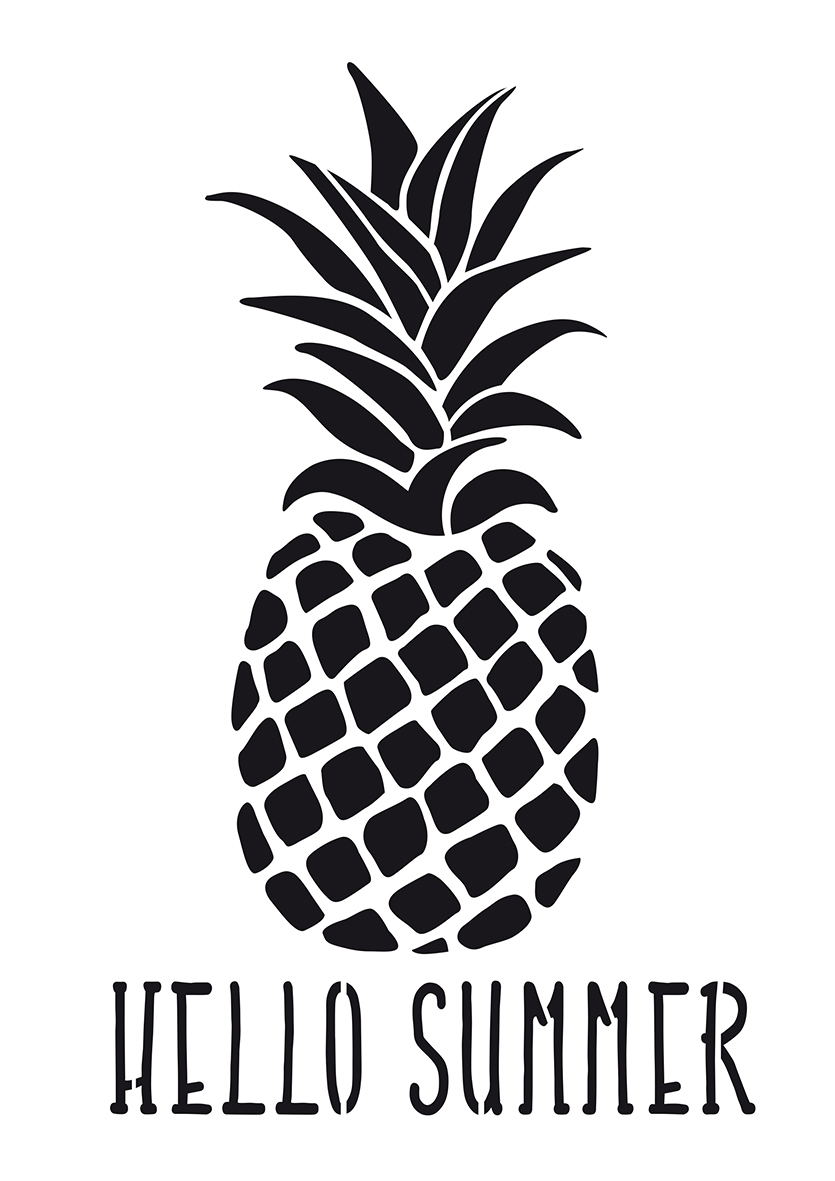 Schablone Ananas modern Pineapple Hello Summer A4