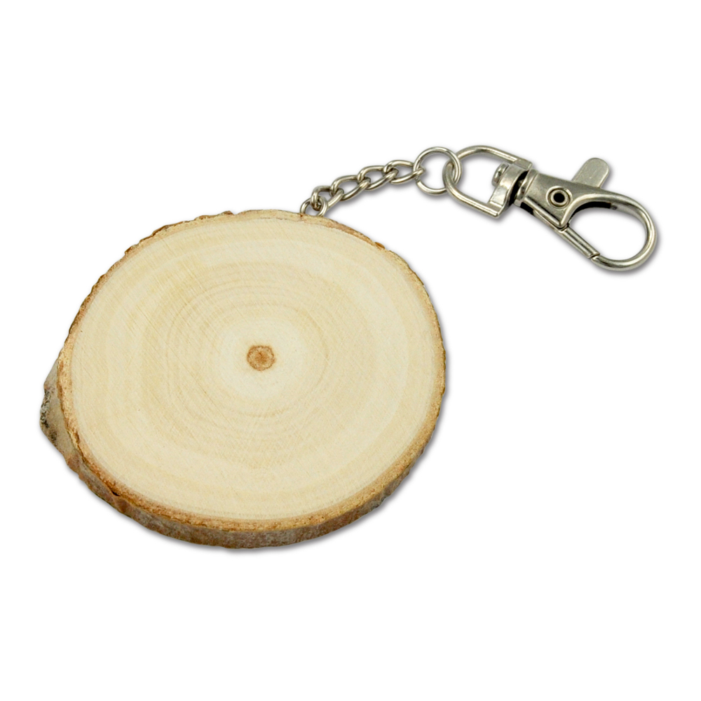 Holzscheibe Schlüsselanhänger Duchmesser ca. 5 cm