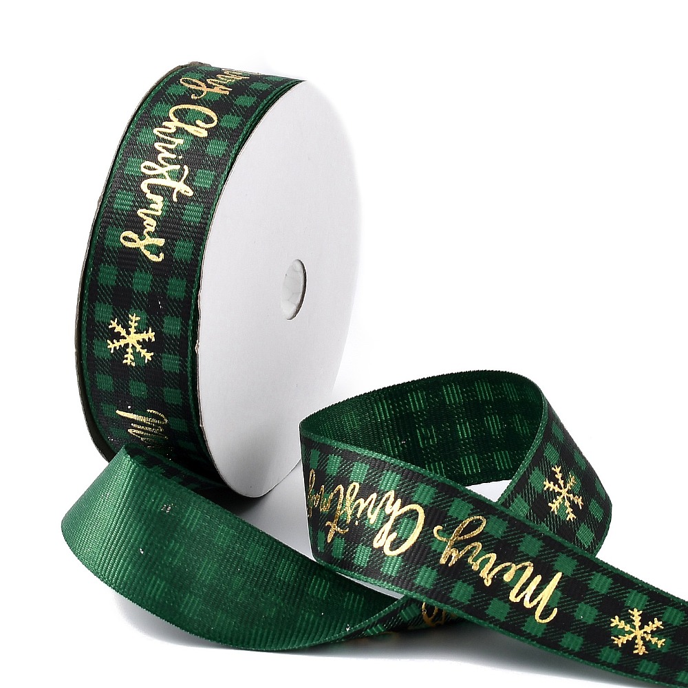 Dekorband Merry Christmas kariert 25mm 18,3m/Rolle