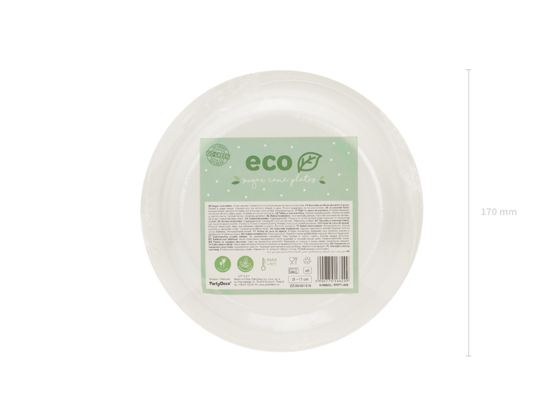 ECO-Zuckerrohrteller Einwegteller 17cm 6 Stück 