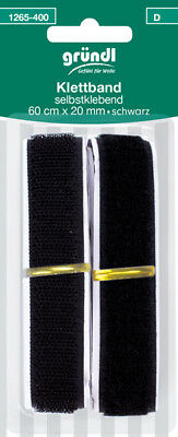 Klettverschluss schwarz 20 mm, 60cm, selbstklebend Klettband
