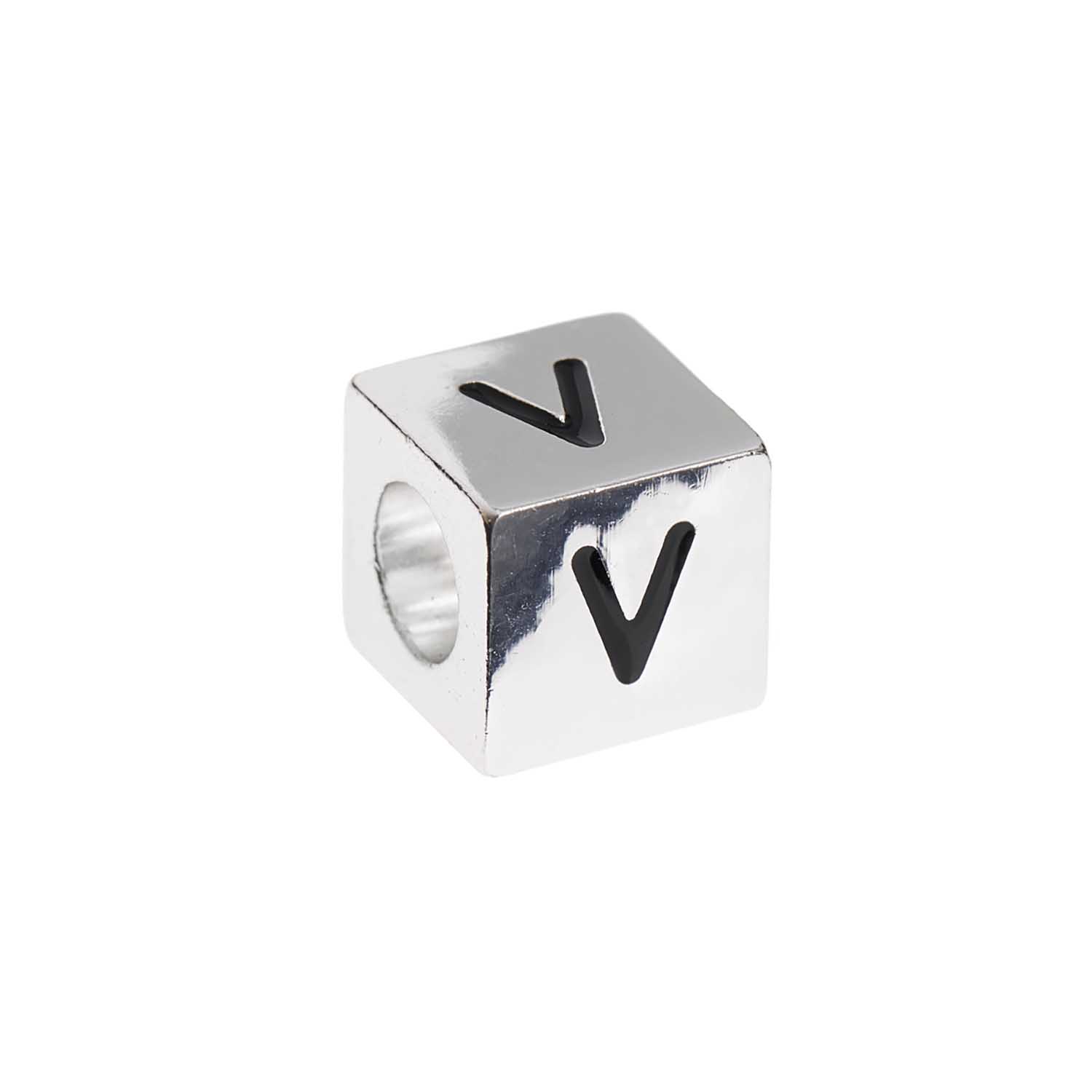 Buchstabenperle-Würfel silber 10x10mm Buchstabenperle-Würfel silber 10x10mm