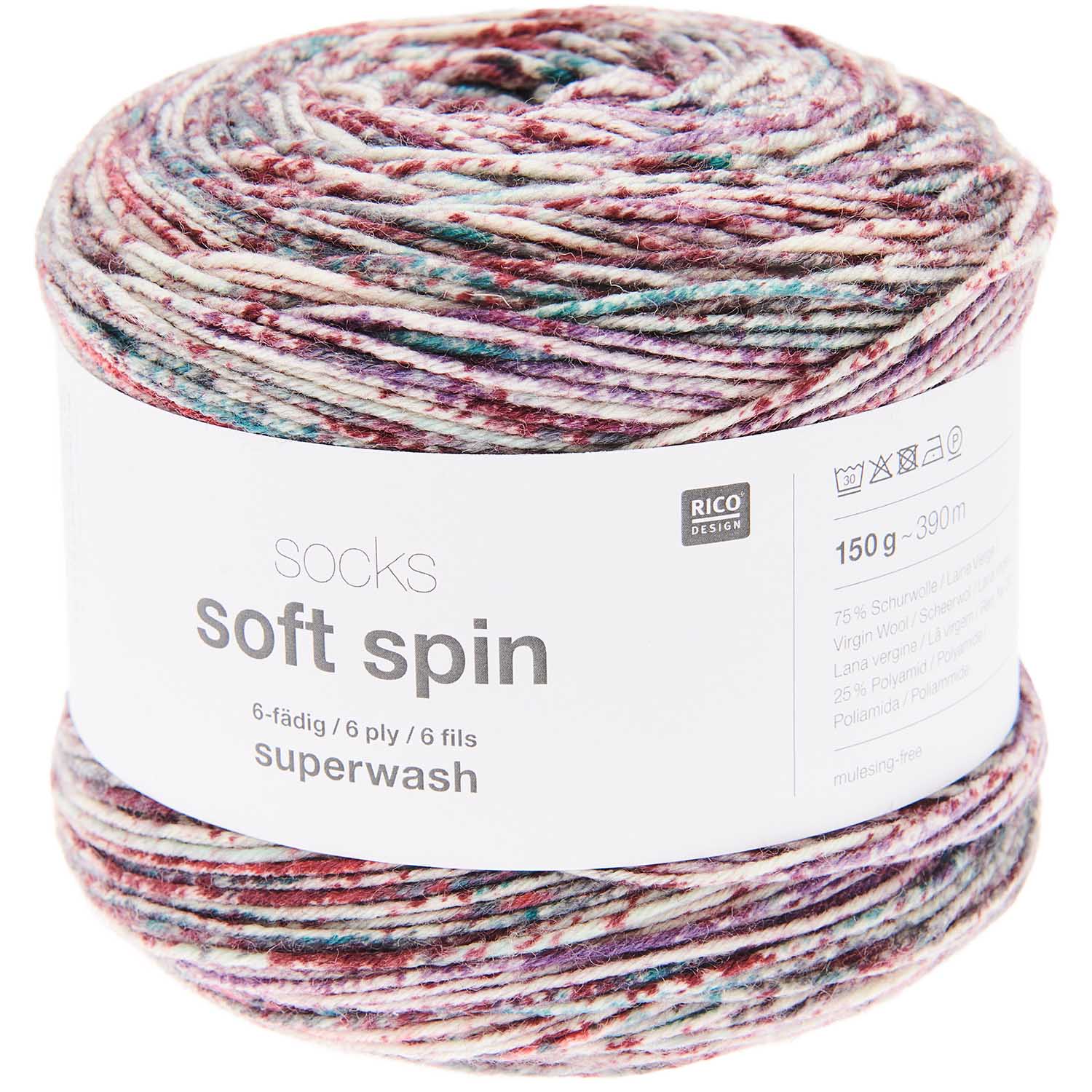 Socks Soft Spin 6-fädig Sockenwolle  75% WV 25% PA 150g / 390m