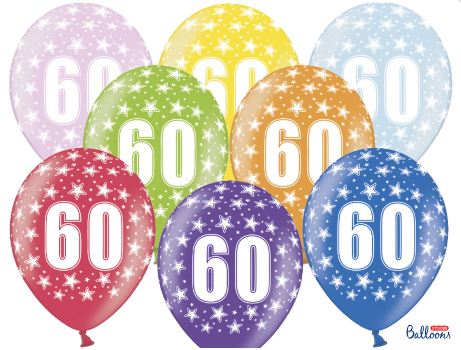 Luftballon Balloons 30cm 60th Birthday Metallic Mix 6 Stück 
