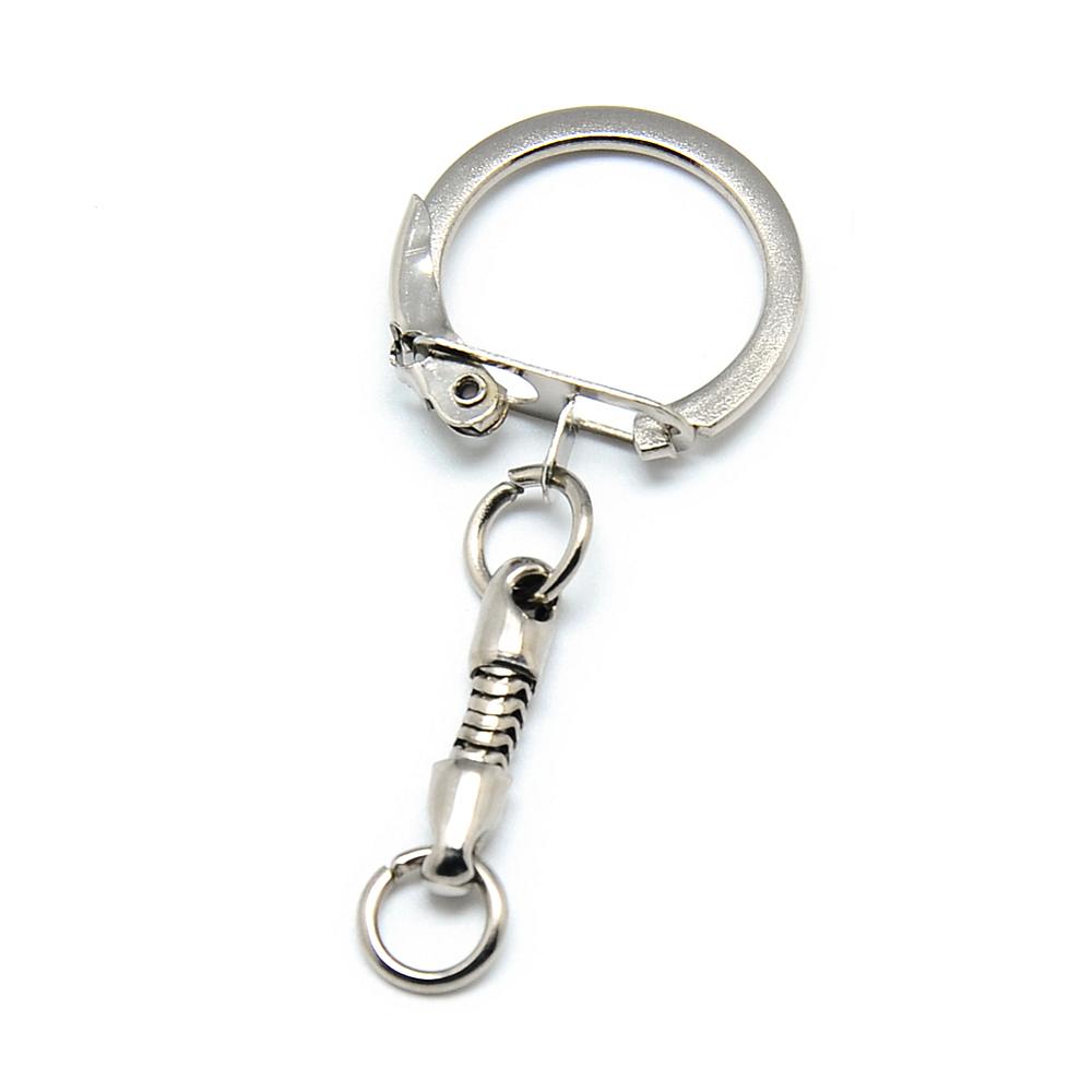 Schlüsselanhänger mit Schwanzerl 20 mm, platin,  Schlüsselring zum Aufklappen
